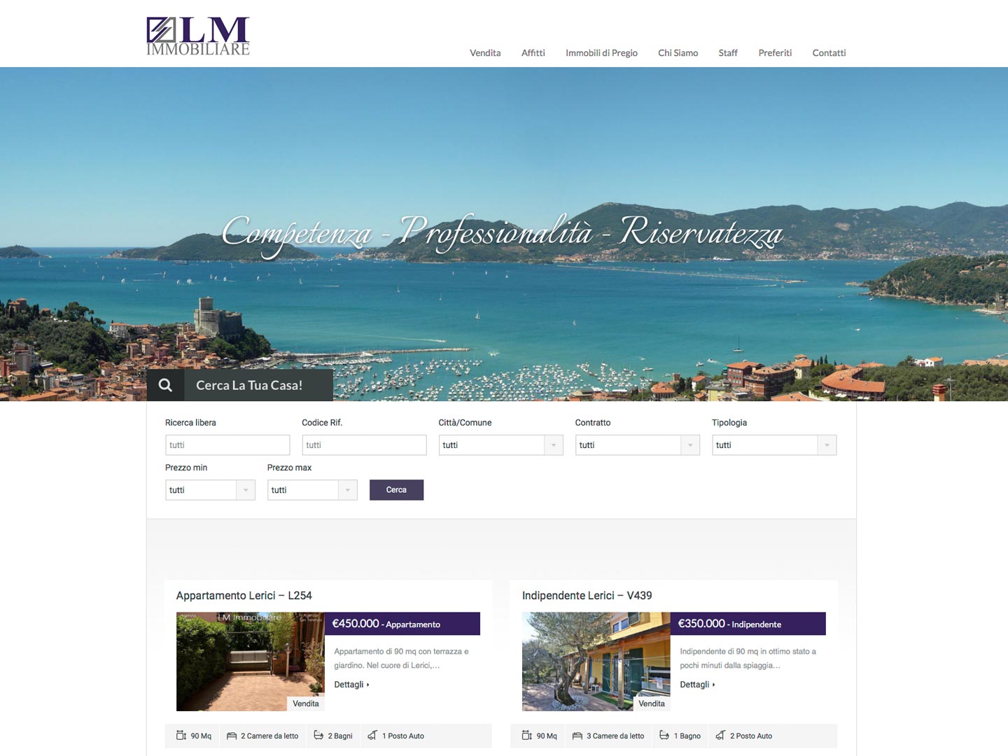 realizzazione sito web lm immobiliare lerici